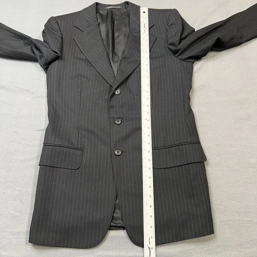 Gucci Tom Ford Blazer Mens Size 48R Black 100% Wool Pinstripe Notch Lapel